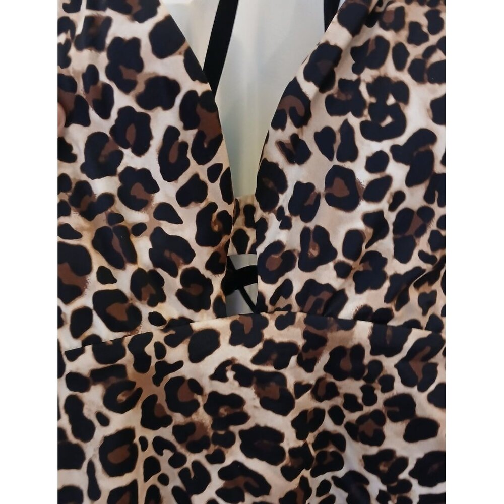 Time & Tru Leopard Print One-Piece Swimsuit Womens L/G (12-14) Beach  NWT #D-32 - Picture 6 of 9